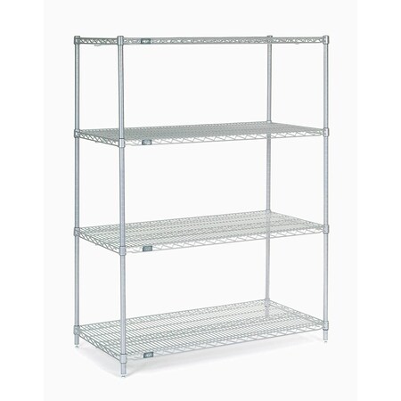 Nexel 4 Shelf, Stainless Steel Wire Shelving Unit, Starter, 48inW x 24inD x 63inH 189406